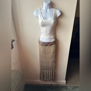 Boho Siren Hourglass Mermaid Crochet Style Maxi Skirt Festival Coachella Cami L